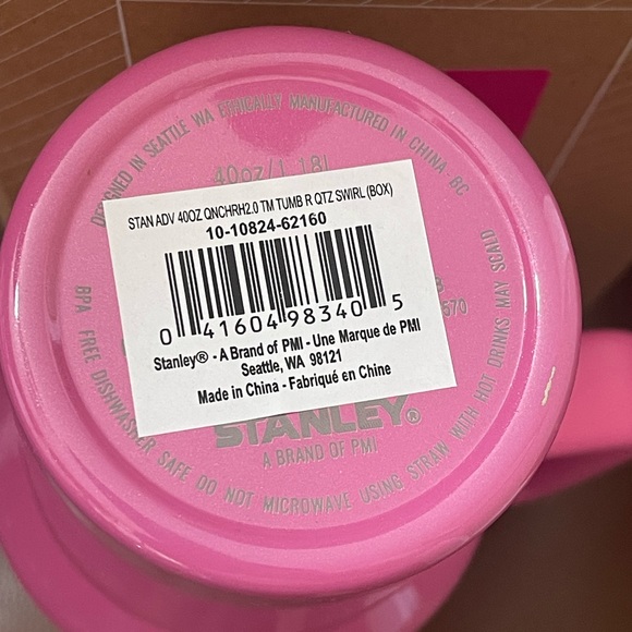 Stanley Quencher H2.0 FlowState 40 oz Tumbler Pink STARBUCKS- Smudges to Lid NEW - Picture 5 of 12